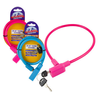 Pacific Crest SPORTING GOODS Cable Lock - 21.6"/55cm - Strong Steel Cable - Includes 2 Keys - A