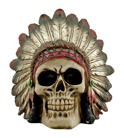 ''5.5'''' Native American Indian Chief Skull Polyresin Statue FIGURINE''