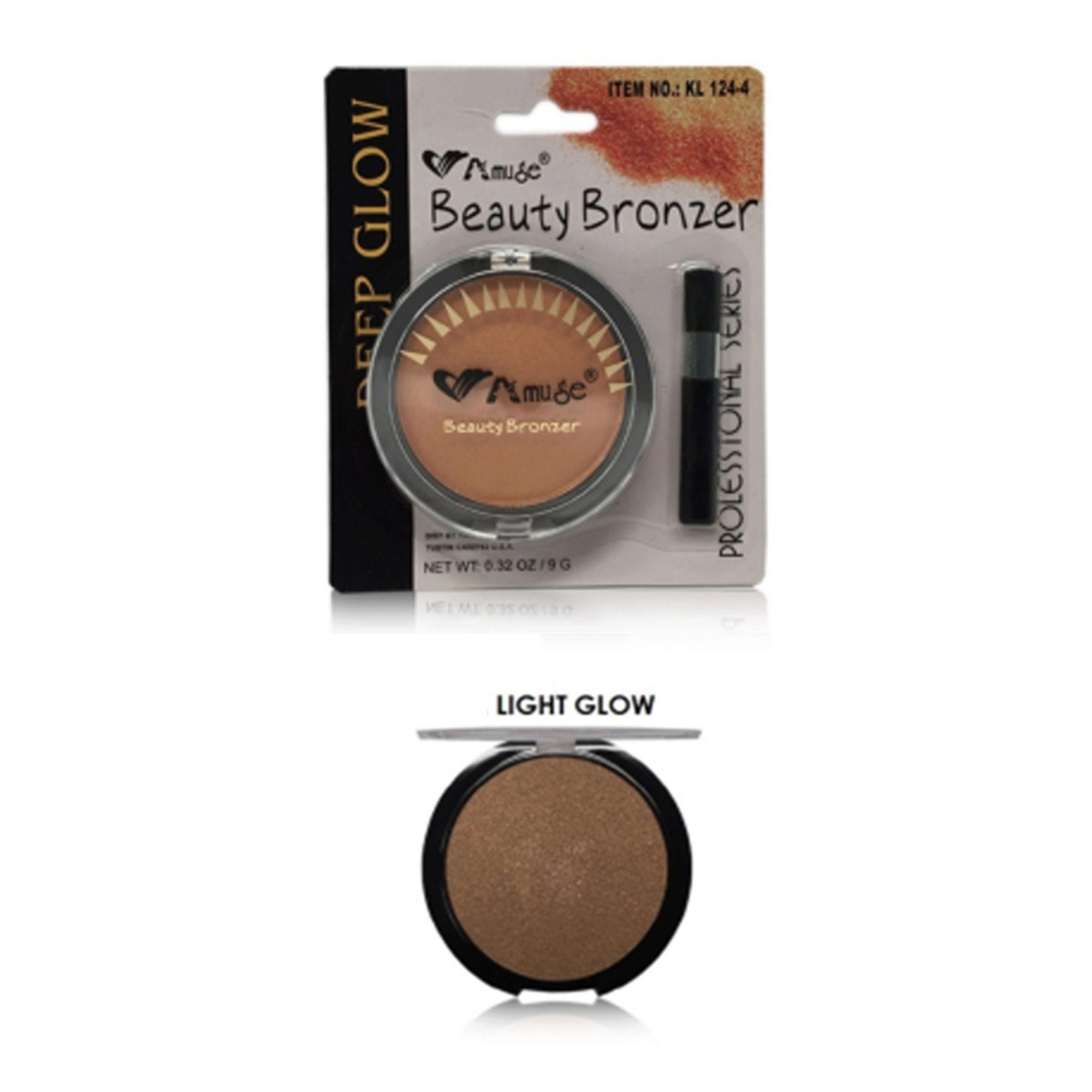 Amuse COSMETICS Professional Series Beauty Bronzer with Applicator Brush in Light Glow Shade - Qty 3