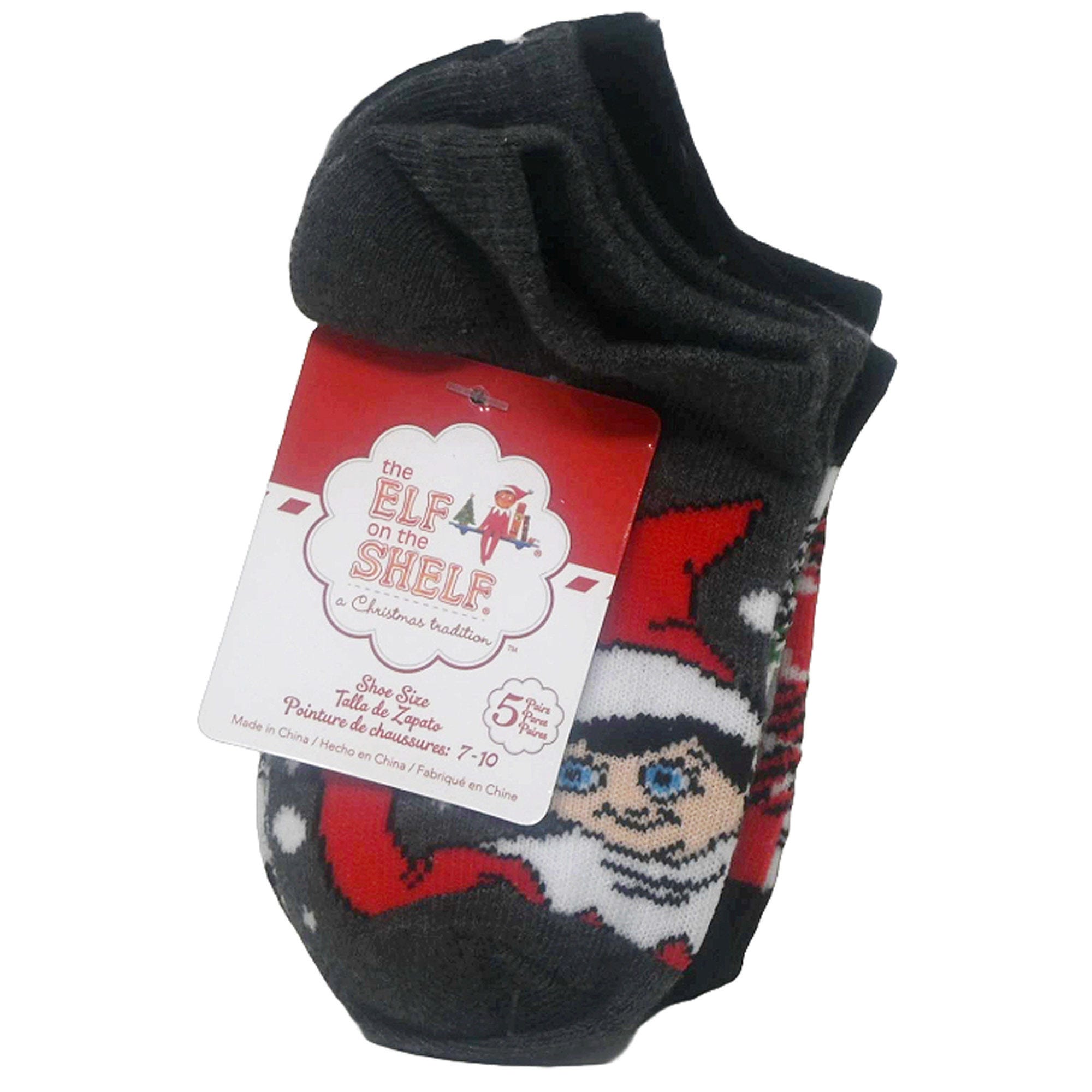 5 Pack Elf On The Shelf HOLIDAY Plaid No Show Socks Size 4-6 - Qty 12
