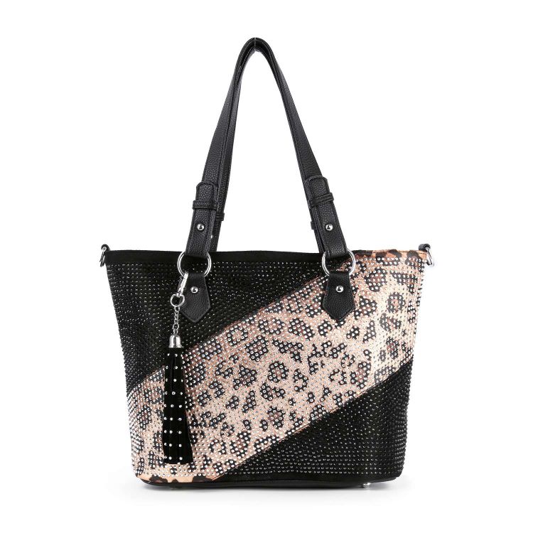 Bold Rhinstone Accent Tote Handbag
