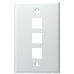 DataComm ELECTRONICS Multi-Port Standard-Size White Keystone Wall Plate (3 Port)