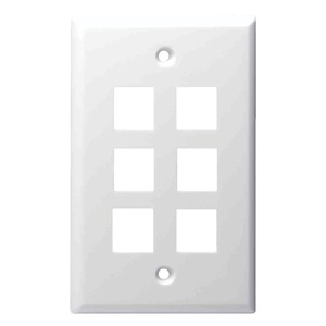 DataComm ELECTRONICS Multi-Port Standard-Size White Keystone Wall Plate (6 Port)