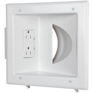 DataComm ELECTRONICS Recessed Low Voltage Media Plate with Duplex Receptacle