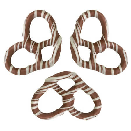 Milk Chocolate White Stripe Pretzels - 3lbs