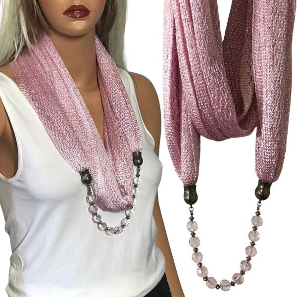 2903 - Metallic Scarf w/JEWELRY - Fishnet - Light Pink (#7)