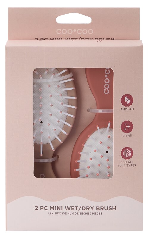 2 PC Mini Hair Brush - Soft Ros