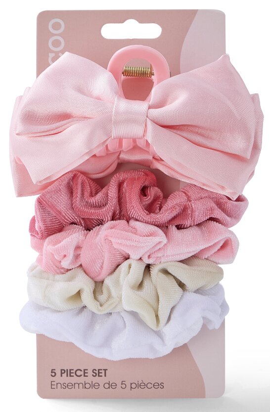 5 PC Bow Clip + Velour Scrunchie